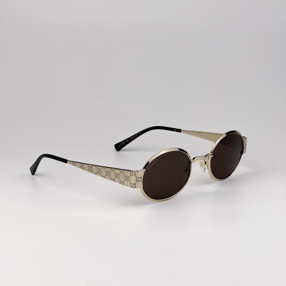 Gucci Sunglasses – Gold Metal Round Frame with Brown Lenses (GG1854S 005) - Picture 5 of 13